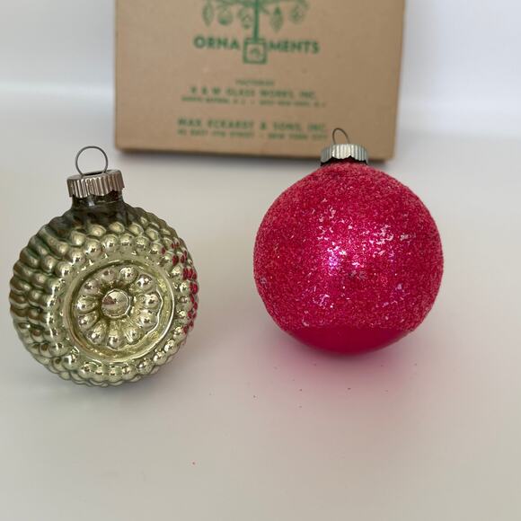 1940's Era Shiny Brite Box and Glass Ornaments Made in USA Max Eckardt - Picture 8 of 15